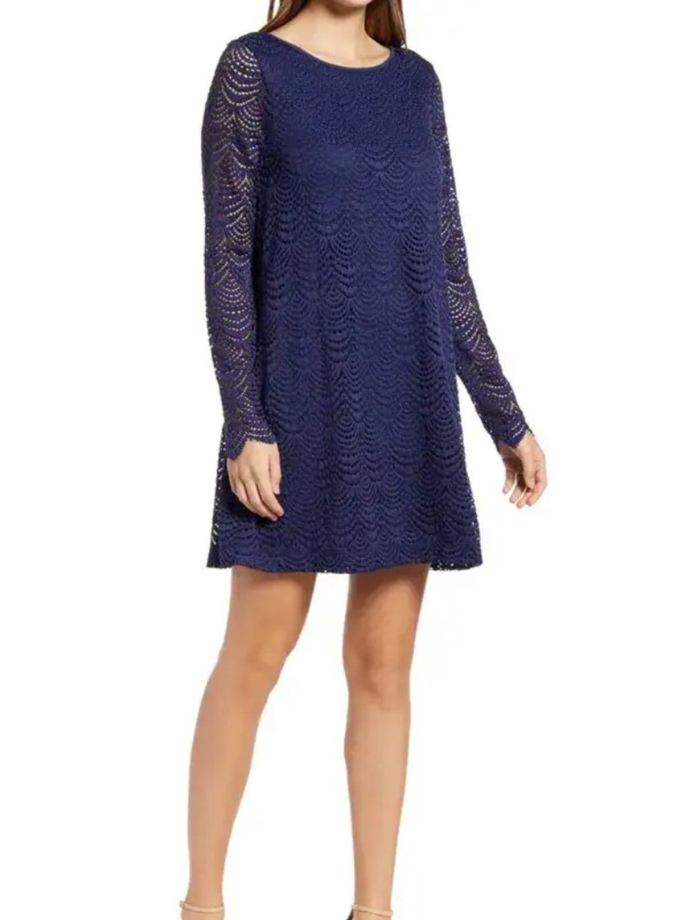 Lilly Pulitzer Ophelia Dress in True Navy Scalloped Shell Lace Size XS NWT